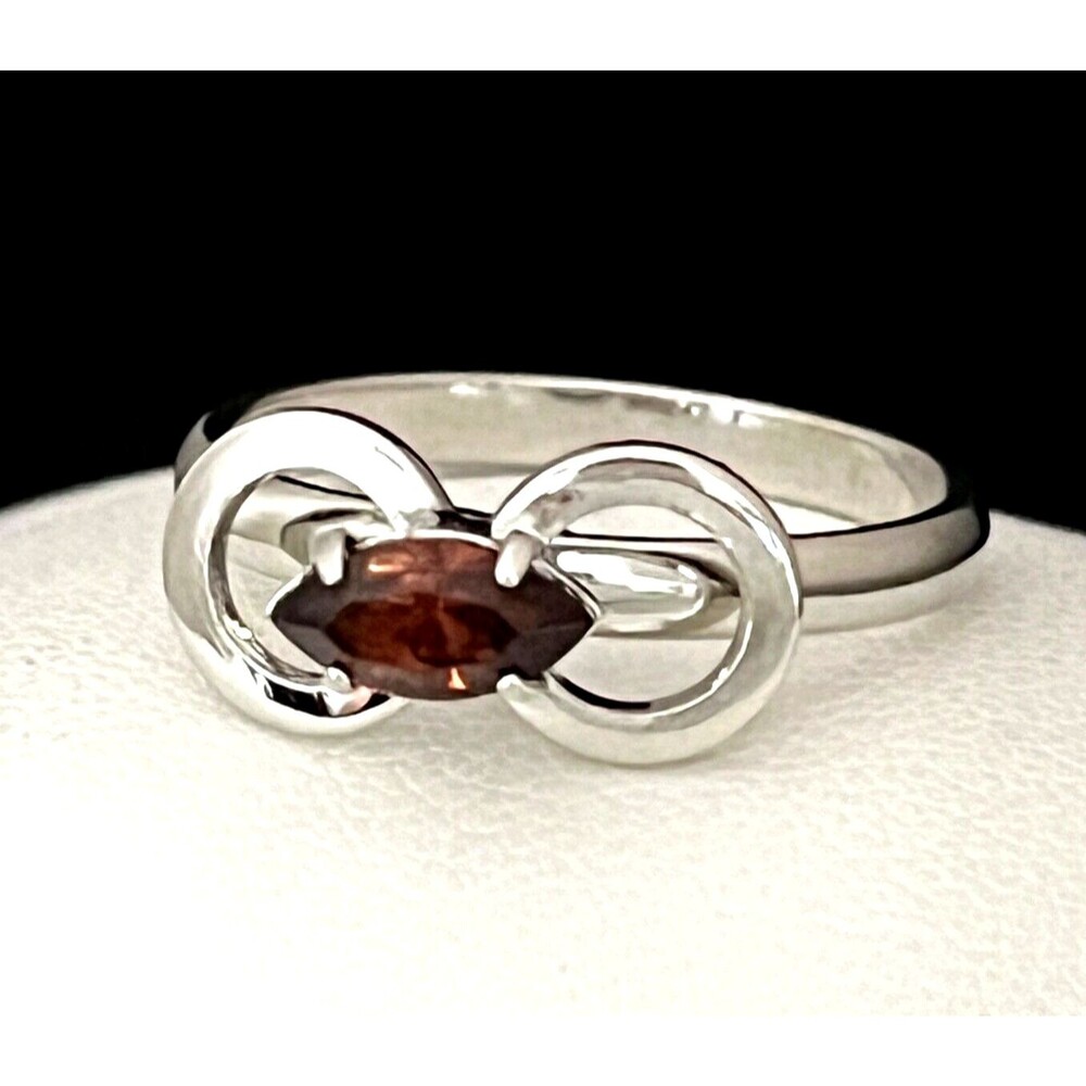 Vintage 1960s Cocktail Ring Silver Tone Rhinestone Mid Century Modern - 4J